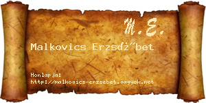 Malkovics Erzsébet névjegykártya